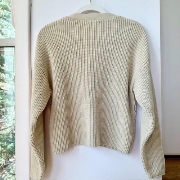 Reformation Jessa Knit Cardigan Sweater 100% Cotton Cream Small - Picture 7 of 11
